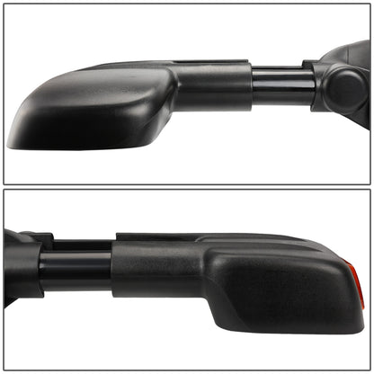 RETROVISORES EXTENDIBLES TOWING MIRROR - 03-06 CHEVY SILVERADO / GMC SIERRA - PAIR - POWERED W/ HEATED - BLACK - AMBER SIGNAL