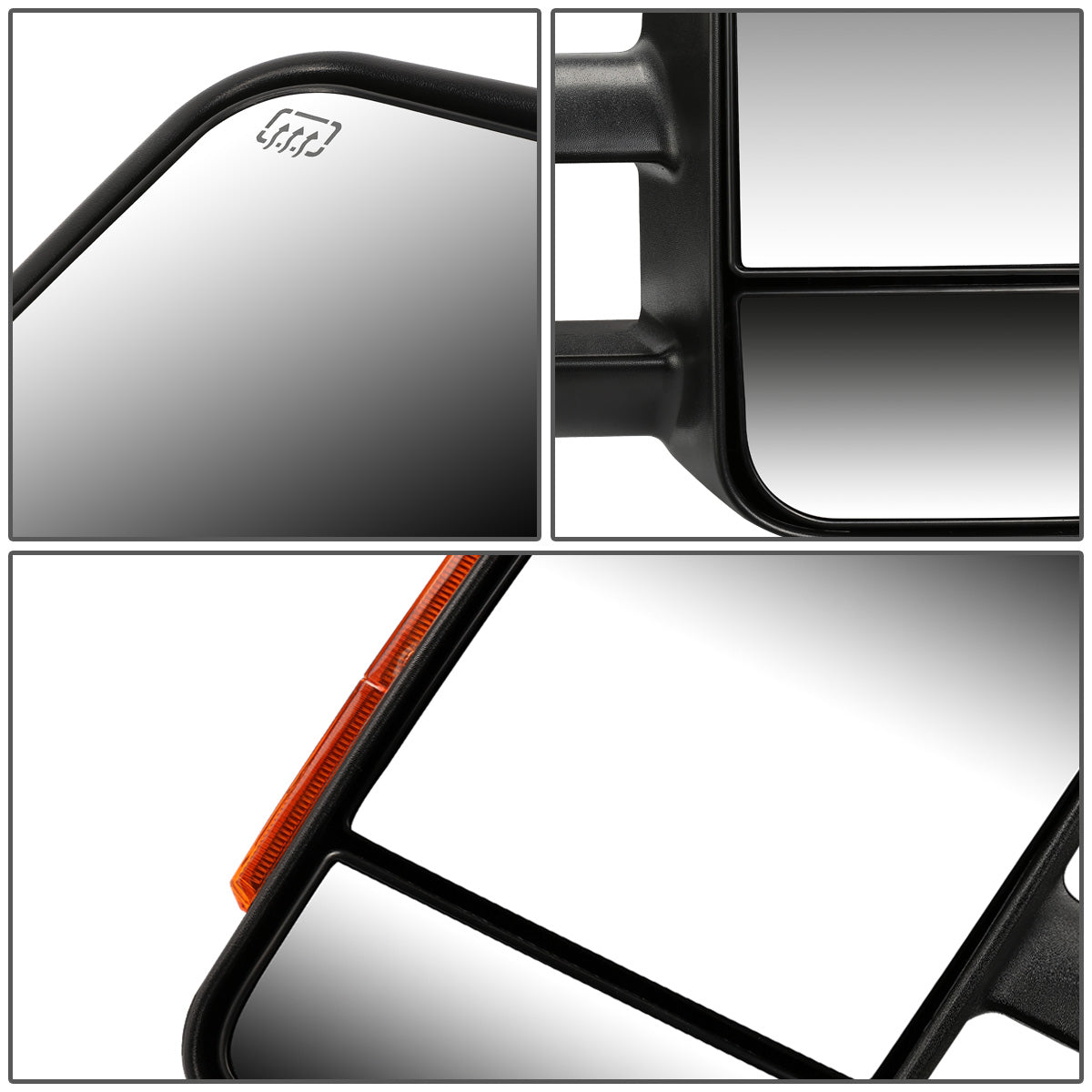 RETROVISORES EXTENDIBLES TOWING MIRROR - 03-06 CHEVY SILVERADO / GMC SIERRA - PAIR - POWERED W/ HEATED - BLACK - AMBER SIGNAL
