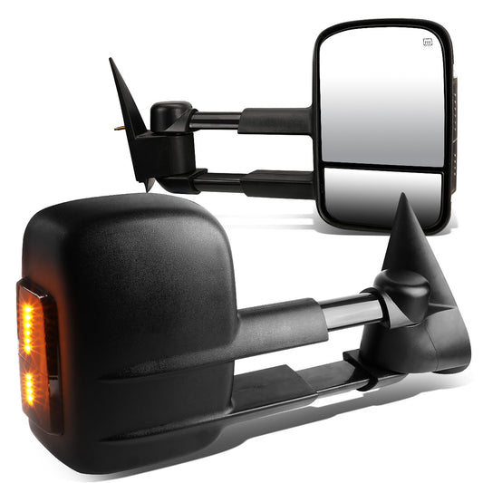 RETROVISORES EXTENDIBLES TOWING MIRROR - 03-06 CHEVY SILVERADO / GMC SIERRA - PAIR - POWERED W/ HEATED - SMOKE SIGNAL - BLACK