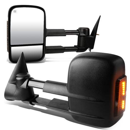 RETROVISORES EXTENDIBLES TOWING MIRROR - 03-06 CHEVY SILVERADO / GMC SIERRA - PAIR - POWERED W/ HEATED - SMOKE SIGNAL - BLACK