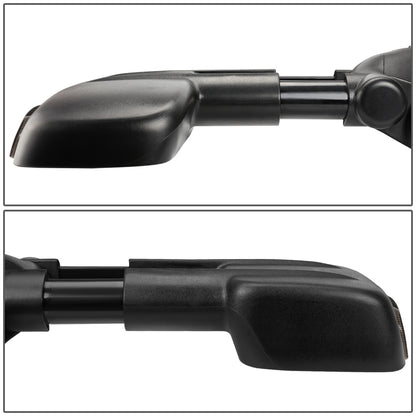 RETROVISORES EXTENDIBLES TOWING MIRROR - 03-06 CHEVY SILVERADO / GMC SIERRA - PAIR - POWERED W/ HEATED - SMOKE SIGNAL - BLACK