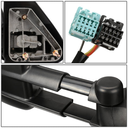 RETROVISORES EXTENDIBLES TOWING MIRROR - 03-06 CHEVY SILVERADO / GMC SIERRA - PAIR - POWERED W/ HEATED - SMOKE SIGNAL - BLACK
