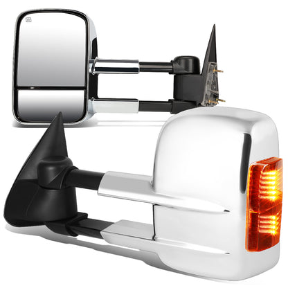 RETROVISORES EXTENDIBLES TOWING MIRROR - 03-06 CHEVY SILVERADO / GMC SIERRA - PAIR - POWERED W/ HEATED - AMBER SIGNAL - CHROME