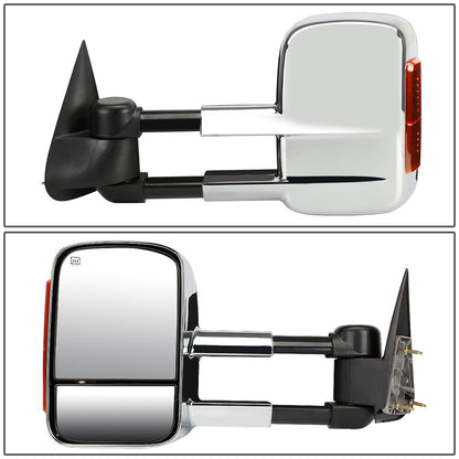 RETROVISORES EXTENDIBLES TOWING MIRROR - 03-06 CHEVY SILVERADO / GMC SIERRA - PAIR - POWERED W/ HEATED - AMBER SIGNAL - CHROME