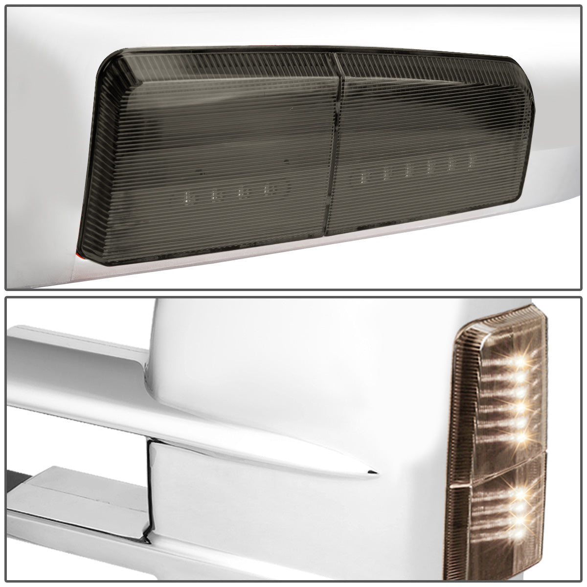 RETROVISORES EXTENDIBLES TOWING MIRROR - 03-06 CHEVY SILVERADO / GMC SIERRA - PAIR - POWERED W/ HEATED - SMOKE SIGNAL - CHROME