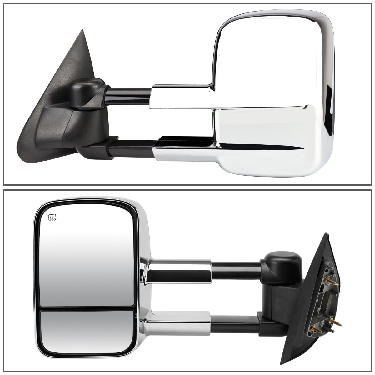 RETROVISORES EXTENDIBLES TOWING MIRROR - 97-03 FORD F-150 - PAIR - MANUAL W/O HEATED W/O SIGNAL - FITS STANDARD AND EXTENDED CAB ONLY, DOES NOT FIT CREW CAB - CHROME