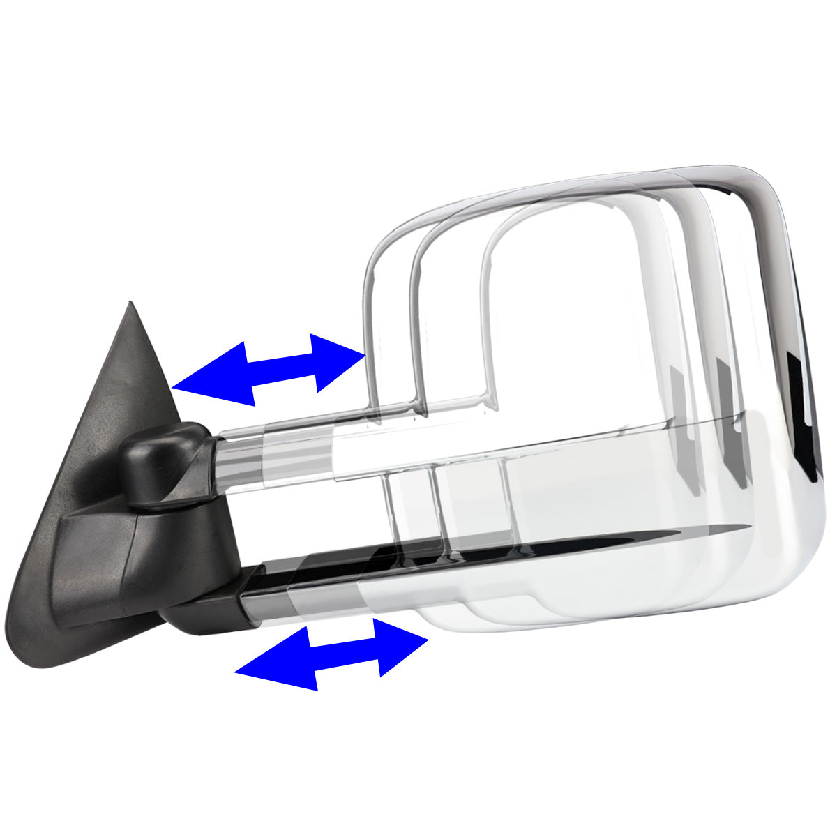 RETROVISORES EXTENDIBLES TOWING MIRROR - 97-03 FORD F-150 - PAIR - MANUAL W/O HEATED W/O SIGNAL - FITS STANDARD AND EXTENDED CAB ONLY, DOES NOT FIT CREW CAB - CHROME