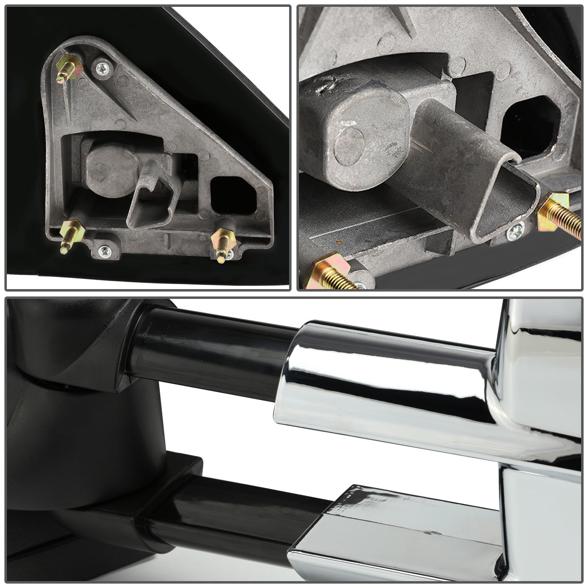 RETROVISORES EXTENDIBLES TOWING MIRROR - 97-03 FORD F-150 - PAIR - MANUAL W/O HEATED W/O SIGNAL - FITS STANDARD AND EXTENDED CAB ONLY, DOES NOT FIT CREW CAB - CHROME