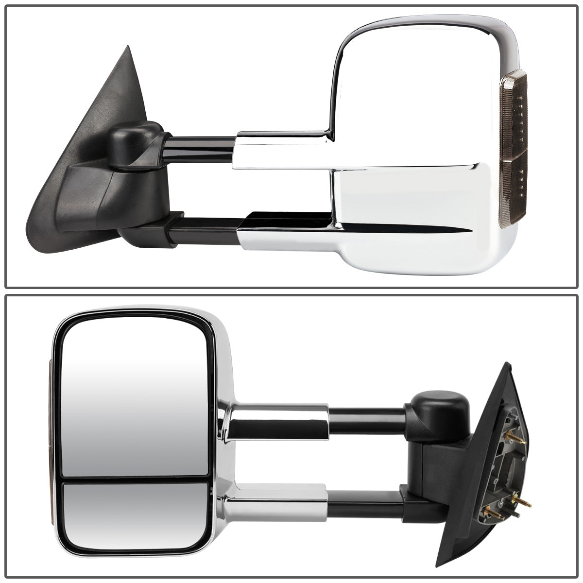RETROVISORES EXTENDIBLES TOWING MIRROR - 97-03 FORD F-150 - PAIR - POWERED W/O HEATED - FITS STANDARD AND EXTENDED CAB ONLY, DOES NOT FIT CREW CAB - SMOKE SIGNAL - CHROME