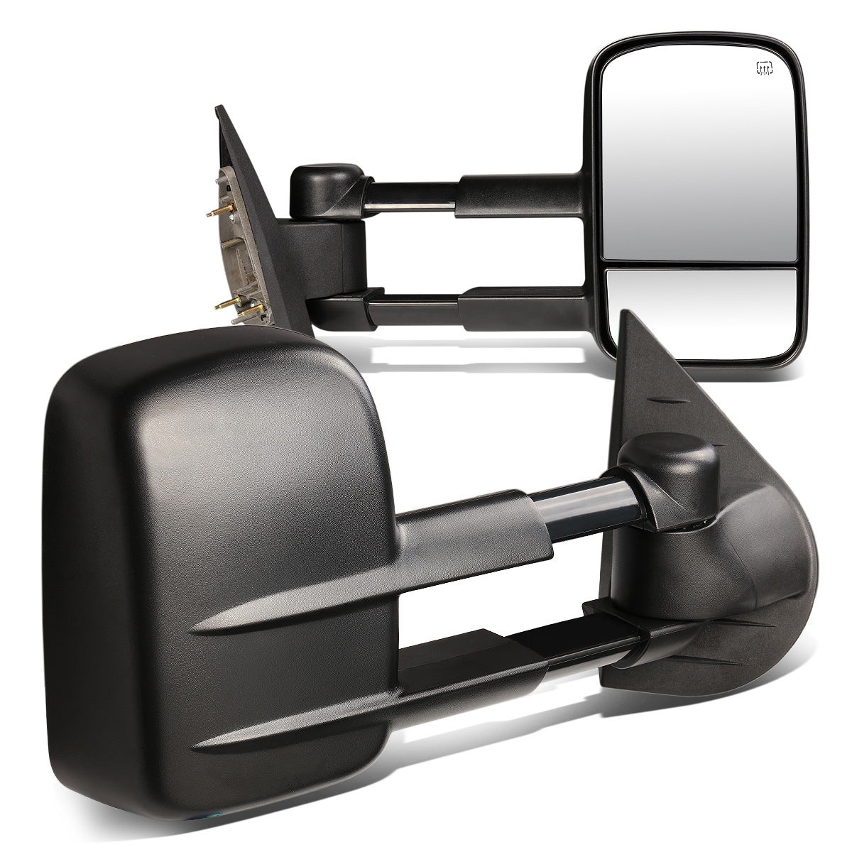 RETROVISORES EXTENDIBLES TOWING MIRROR - 07-12 CHEVY SILVERADO / GMC SIERRA - PAIR - POWERED W/ HEATED W/O SIGNAL - BLACK