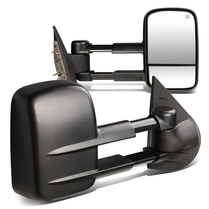 RETROVISORES EXTENDIBLES TOWING MIRROR - 07-12 CHEVY SILVERADO / GMC SIERRA - PAIR - POWERED W/ HEATED W/O SIGNAL - BLACK