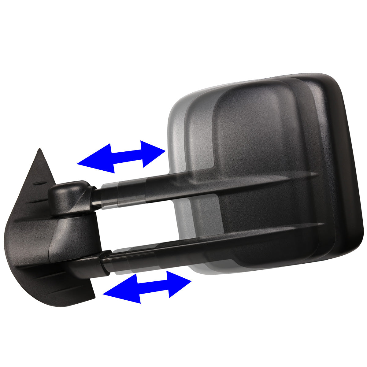RETROVISORES EXTENDIBLES TOWING MIRROR - 07-12 CHEVY SILVERADO / GMC SIERRA - PAIR - POWERED W/ HEATED W/O SIGNAL - BLACK