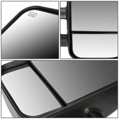 RETROVISORES EXTENDIBLES TOWING MIRROR - 07-12 CHEVY SILVERADO / GMC SIERRA - PAIR - POWERED W/ HEATED W/O SIGNAL - BLACK
