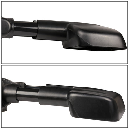 RETROVISORES EXTENDIBLES TOWING MIRROR - 07-13 CHEVY SILVERADO / GMC SIERRA - LEFT - POWERED, W/ HEATED, W/O SIGNAL - BLACK
