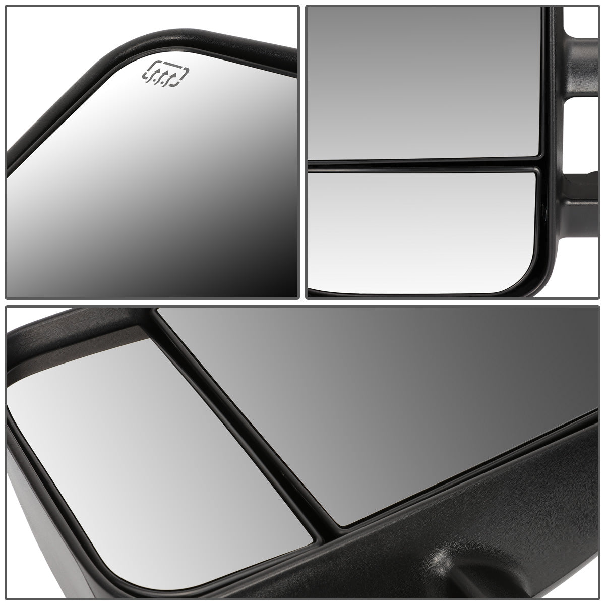RETROVISORES EXTENDIBLES TOWING MIRROR - 07-13 CHEVY SILVERADO / GMC SIERRA - LEFT - POWERED, W/ HEATED, W/O SIGNAL - BLACK