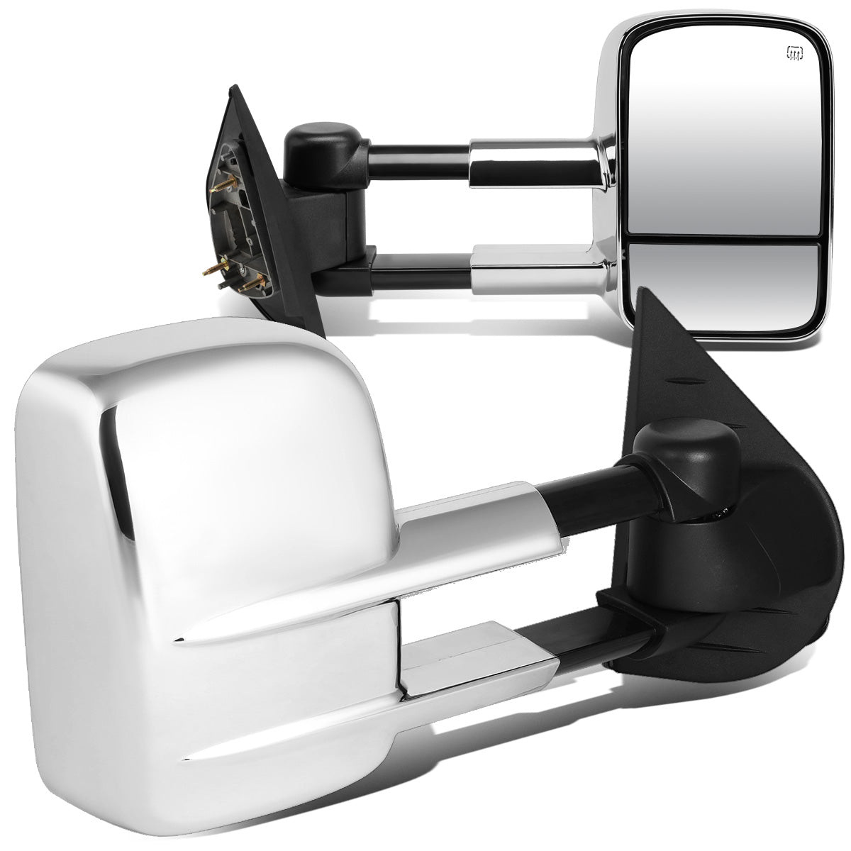RETROVISORES EXTENDIBLES TOWING MIRROR - 07-12 CHEVY SILVERADO / GMC SIERRA - PAIR - POWERED W/ HEATED W/O SIGNAL - CHROME