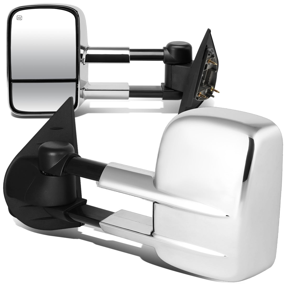 RETROVISORES EXTENDIBLES TOWING MIRROR - 07-12 CHEVY SILVERADO / GMC SIERRA - PAIR - POWERED W/ HEATED W/O SIGNAL - CHROME