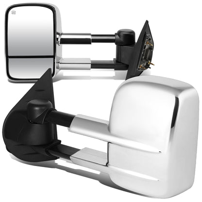 RETROVISORES EXTENDIBLES TOWING MIRROR - 07-12 CHEVY SILVERADO / GMC SIERRA - PAIR - POWERED W/ HEATED W/O SIGNAL - CHROME