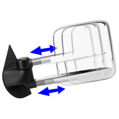RETROVISORES EXTENDIBLES TOWING MIRROR - 07-12 CHEVY SILVERADO / GMC SIERRA - PAIR - POWERED W/ HEATED W/O SIGNAL - CHROME