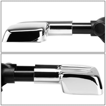 RETROVISORES EXTENDIBLES TOWING MIRROR - 07-12 CHEVY SILVERADO / GMC SIERRA - PAIR - POWERED W/ HEATED W/O SIGNAL - CHROME