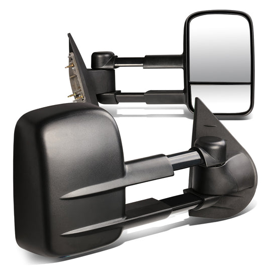 RETROVISORES EXTENDIBLES TOWING MIRROR - 07-12 CHEVY SILVERADO / GMC SIERRA - PAIR - MANUAL W/O HEATED W/O SIGNAL - BLACK