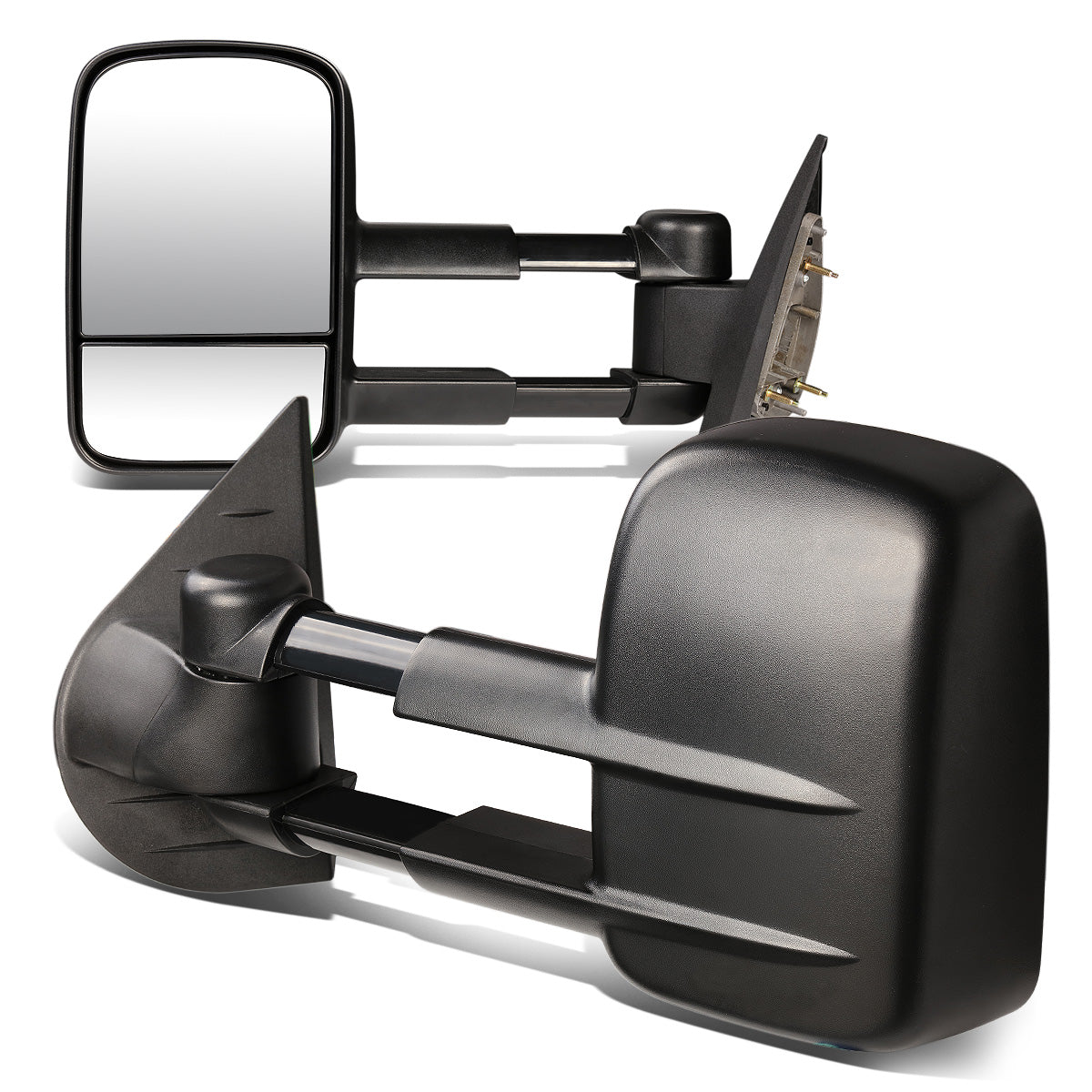 RETROVISORES EXTENDIBLES TOWING MIRROR - 07-12 CHEVY SILVERADO / GMC SIERRA - PAIR - MANUAL W/O HEATED W/O SIGNAL - BLACK
