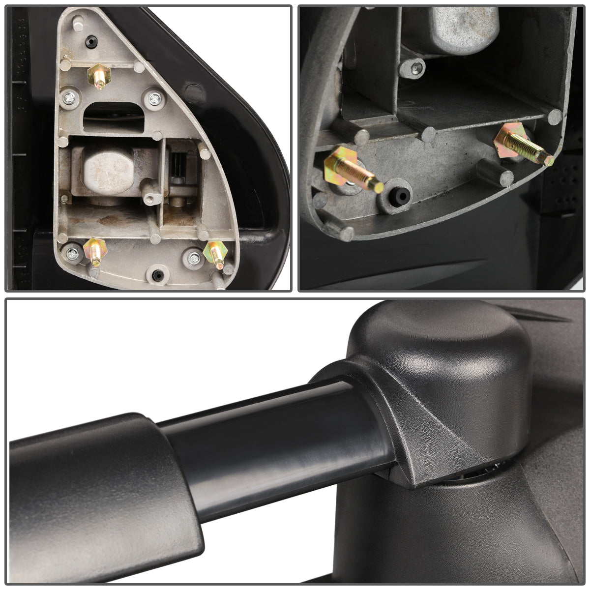 RETROVISORES EXTENDIBLES TOWING MIRROR - 07-12 CHEVY SILVERADO / GMC SIERRA - PAIR - MANUAL W/O HEATED W/O SIGNAL - BLACK