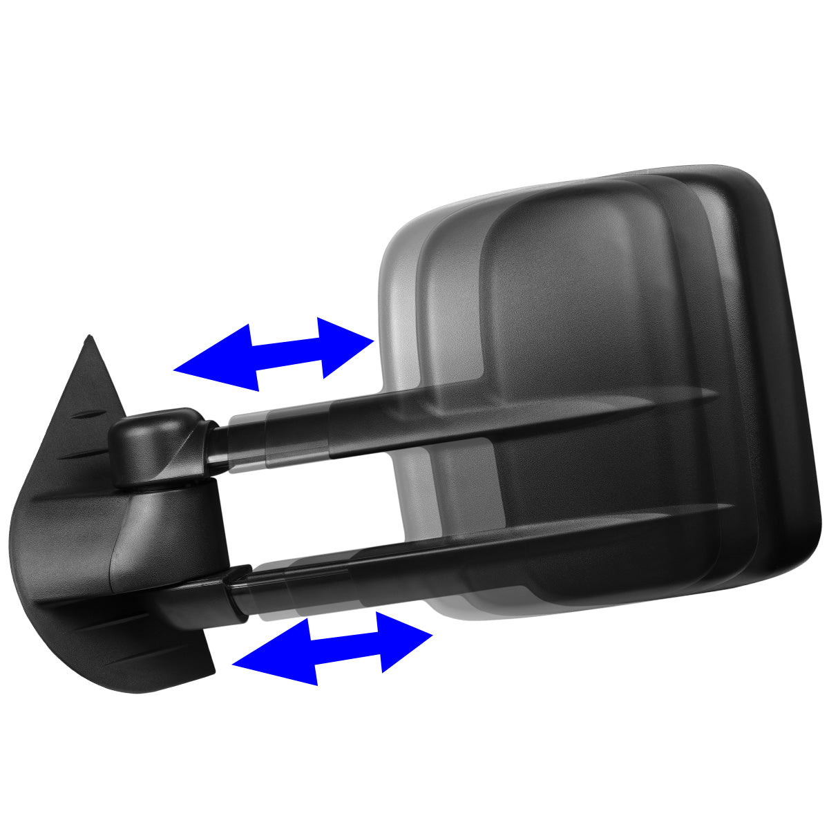 RETROVISORES EXTENDIBLES TOWING MIRROR - 07-13 CHEVY SILVERADO / GMC SIERRA - LEFT - MANUAL, W/O HEATED, W/O SIGNAL - BLACK