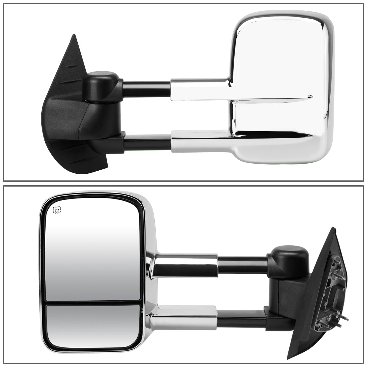 RETROVISORES EXTENDIBLES TOWING MIRROR - 07-12 CHEVY SILVERADO / GMC SIERRA - PAIR - MANUAL W/O HEATED W/O SIGNAL - CHROME