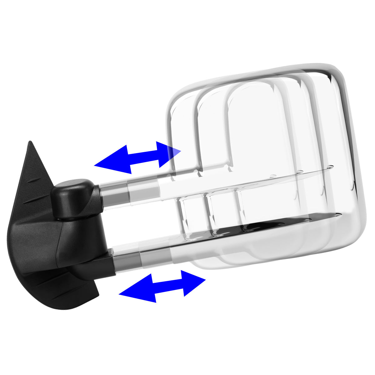 RETROVISORES EXTENDIBLES TOWING MIRROR - 07-12 CHEVY SILVERADO / GMC SIERRA - PAIR - MANUAL W/O HEATED W/O SIGNAL - CHROME