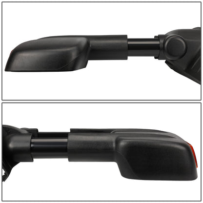 RETROVISORES EXTENDIBLES TOWING MIRROR - 07-13 CHEVY SILVERADO / GMC SIERRA - PAIR - MANUAL W/O HEATED - BLACK - LED AMBER SIGNAL