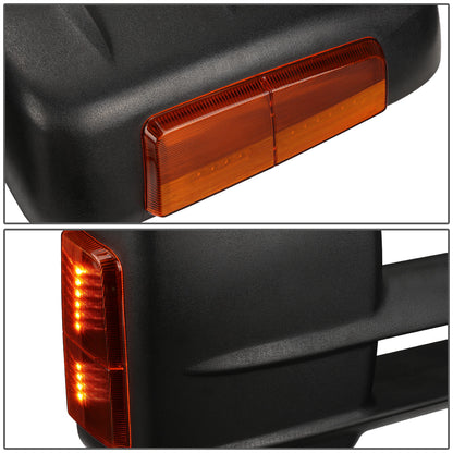 RETROVISORES EXTENDIBLES TOWING MIRROR - 07-13 CHEVY SILVERADO / GMC SIERRA - PAIR - MANUAL W/O HEATED - BLACK - LED AMBER SIGNAL