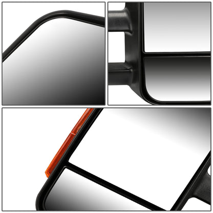 RETROVISORES EXTENDIBLES TOWING MIRROR - 07-13 CHEVY SILVERADO / GMC SIERRA - PAIR - MANUAL W/O HEATED - BLACK - LED AMBER SIGNAL