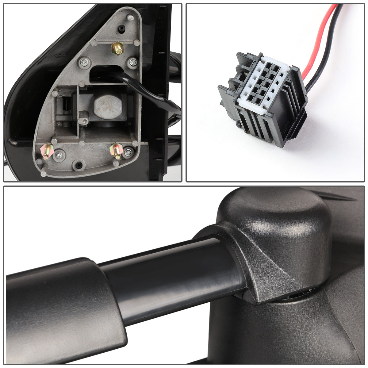 RETROVISORES EXTENDIBLES TOWING MIRROR - 07-13 CHEVY SILVERADO / GMC SIERRA - PAIR - MANUAL W/O HEATED - BLACK - LED AMBER SIGNAL