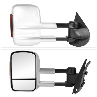 RETROVISORES EXTENDIBLES TOWING MIRROR - 07-13 CHEVY SILVERADO / GMC SIERRA - PAIR - MANUAL W/O HEATED - LED AMBER SIGNAL - CHROME