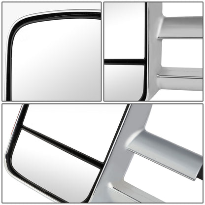 RETROVISORES EXTENDIBLES TOWING MIRROR - 07-13 CHEVY SILVERADO / GMC SIERRA - PAIR - MANUAL W/O HEATED - LED AMBER SIGNAL - CHROME