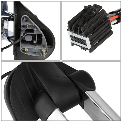 RETROVISORES EXTENDIBLES TOWING MIRROR - 07-13 CHEVY SILVERADO / GMC SIERRA - PAIR - MANUAL W/O HEATED - LED AMBER SIGNAL - CHROME