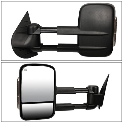 RETROVISORES EXTENDIBLES TOWING MIRROR - 07-12 CHEVY SILVERADO / GMC SIERRA - PAIR - POWERED W/ HEATED W/ AMBER SIGNAL - LED SMOKE SIGNAL - BLACK