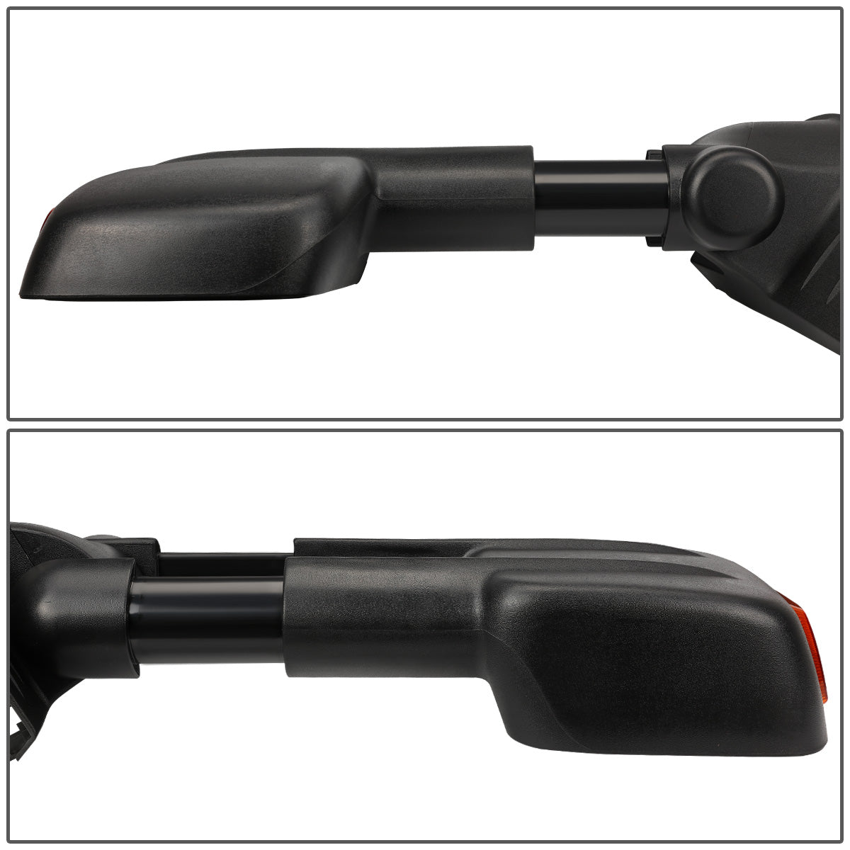 RETROVISORES EXTENDIBLES TOWING MIRROR - 07-12 CHEVY SILVERADO / GMC SIERRA - PAIR - POWERED W/ HEATED W/ AMBER SIGNAL - LED SMOKE SIGNAL - BLACK
