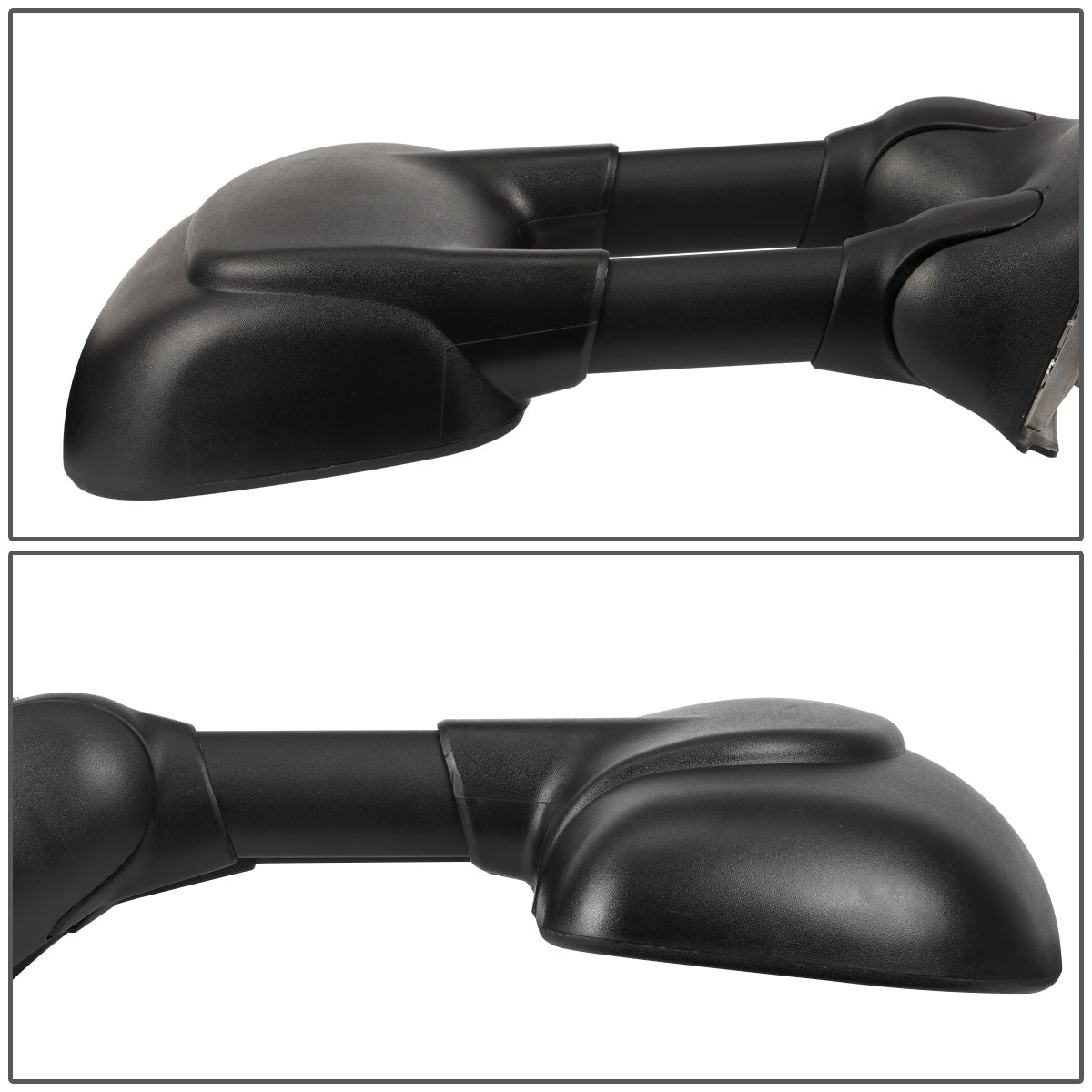 RETROVISORES EXTENDIBLES TOWING MIRROR - 99-07 FORD F-250, F-350, F-450, F-550 - SUPER DUTY - PAIR - POWERED W/ HEATED W/O SIGNAL - BLACK