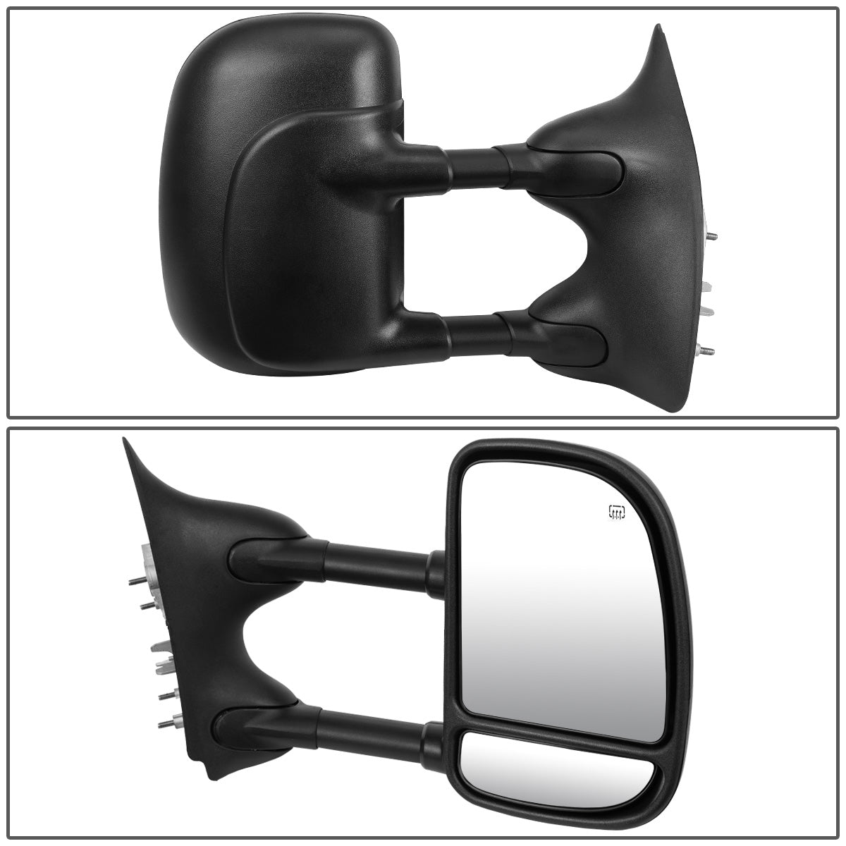 RETROVISORES EXTENDIBLES TOWING MIRROR - 99-07 FORD F-250, F-350, F-450, F-550 - SUPER DUTY - RIGHT - POWERED, W/ HEATED, W/O SIGNAL - BLACK