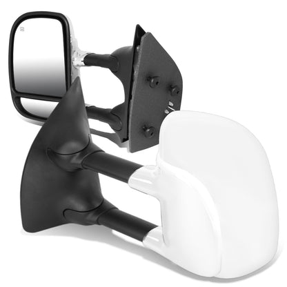 RETROVISORES EXTENDIBLES TOWING MIRROR - 99-07 FORD F-250, F-350, F-450, F-550 - SUPER DUTY - PAIR - POWERED W/ HEATED W/O SIGNAL - CHROME