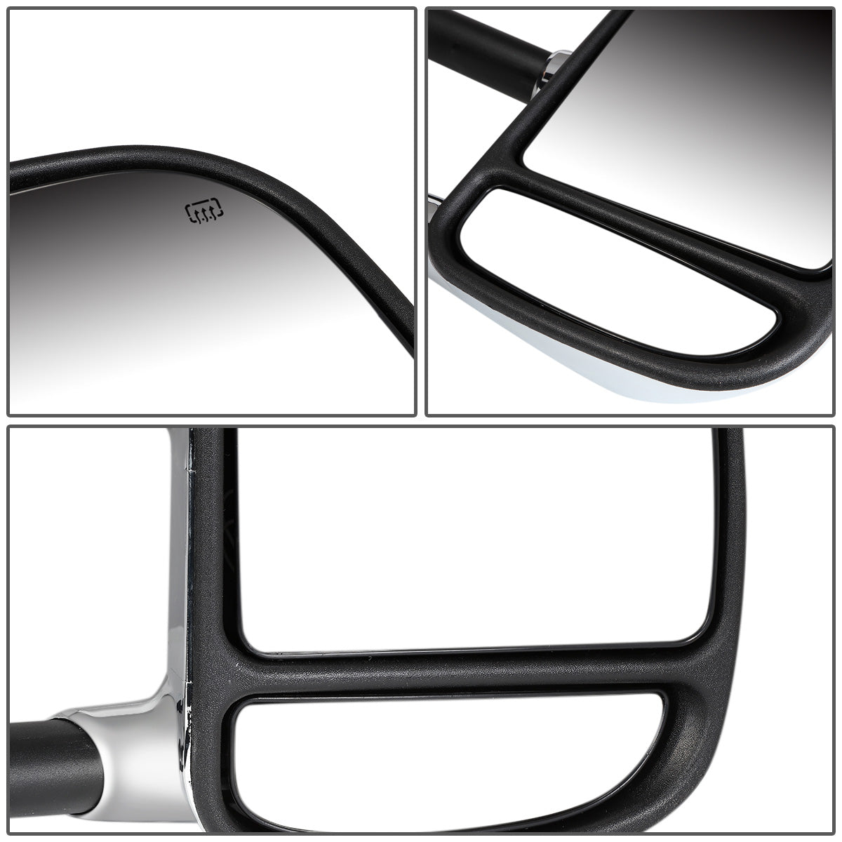 RETROVISORES EXTENDIBLES TOWING MIRROR - 99-07 FORD F-250, F-350, F-450, F-550 - SUPER DUTY - PAIR - POWERED W/ HEATED W/O SIGNAL - CHROME