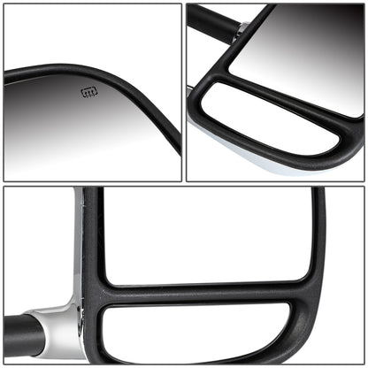 RETROVISORES EXTENDIBLES TOWING MIRROR - 99-07 FORD F-250, F-350, F-450, F-550 - SUPER DUTY - PAIR - POWERED W/ HEATED W/O SIGNAL - CHROME