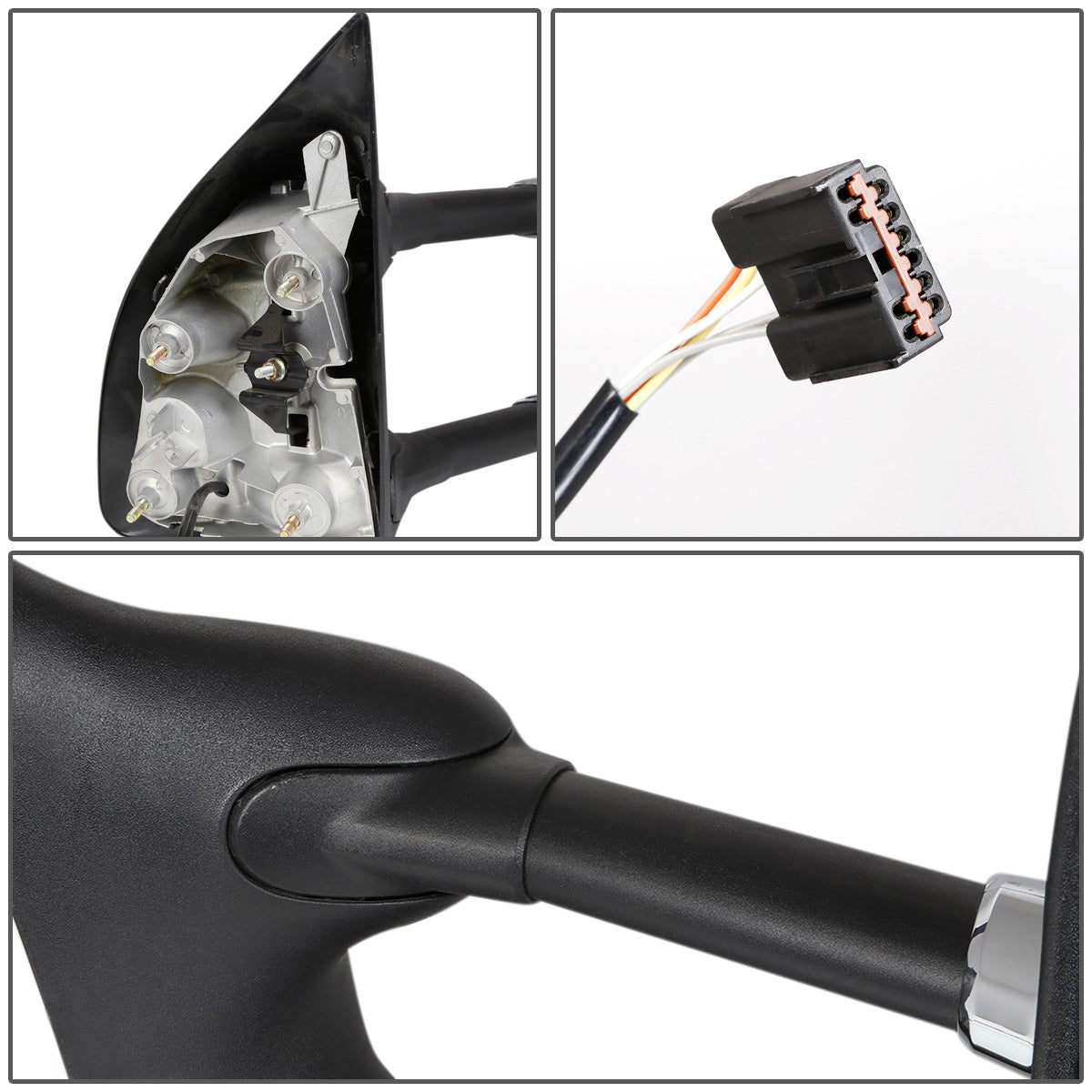 RETROVISORES EXTENDIBLES TOWING MIRROR - 99-07 FORD F-250, F-350, F-450, F-550 - SUPER DUTY - PAIR - POWERED W/ HEATED W/O SIGNAL - CHROME