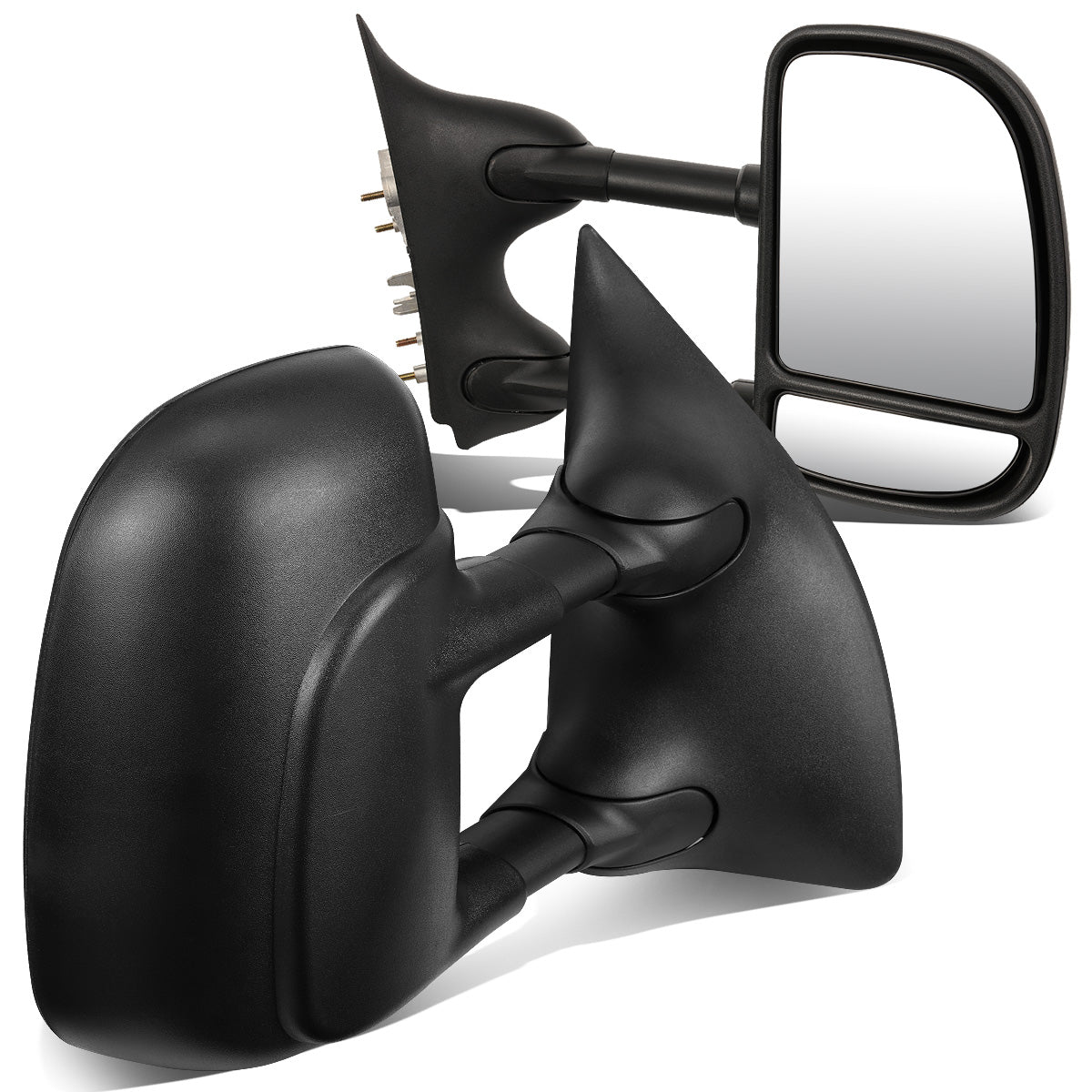 RETROVISORES EXTENDIBLES TOWING MIRROR - 99-07 FORD F-250, F-350, F-450, F-550 - SUPER DUTY - PAIR - MANUAL W/O HEATED W/O SIGNAL - BLACK