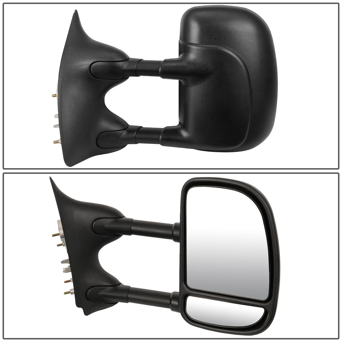 RETROVISORES EXTENDIBLES TOWING MIRROR - 99-07 FORD F-250, F-350, F-450, F-550 - SUPER DUTY - PAIR - MANUAL W/O HEATED W/O SIGNAL - BLACK