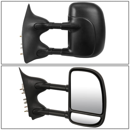 RETROVISORES EXTENDIBLES TOWING MIRROR - 99-07 FORD F-250, F-350, F-450, F-550 - SUPER DUTY - PAIR - MANUAL W/O HEATED W/O SIGNAL - BLACK