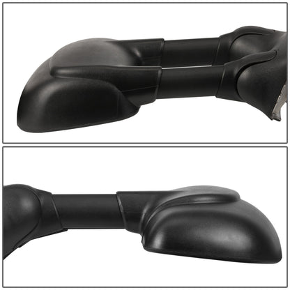 RETROVISORES EXTENDIBLES TOWING MIRROR - 99-07 FORD F-250, F-350, F-450, F-550 - SUPER DUTY - PAIR - MANUAL W/O HEATED W/O SIGNAL - BLACK