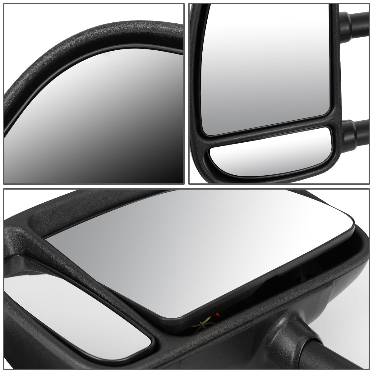 RETROVISORES EXTENDIBLES TOWING MIRROR - 99-07 FORD F-250, F-350, F-450, F-550 - SUPER DUTY - LEFT - MANUAL, W/O HEATED, W/O SIGNAL - BLACK